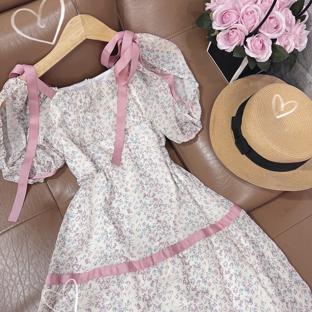 ĐẦM HOA VIỀN HỒNG MIDI