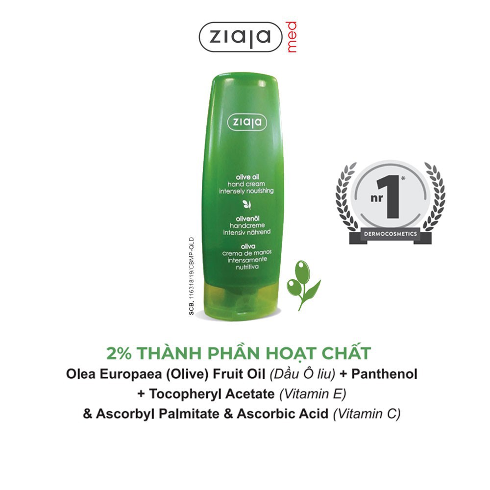 Kem dưỡng bàn tay & móng dầu ô liu - Ziaja Olive oil Hand cream intensely nourishing