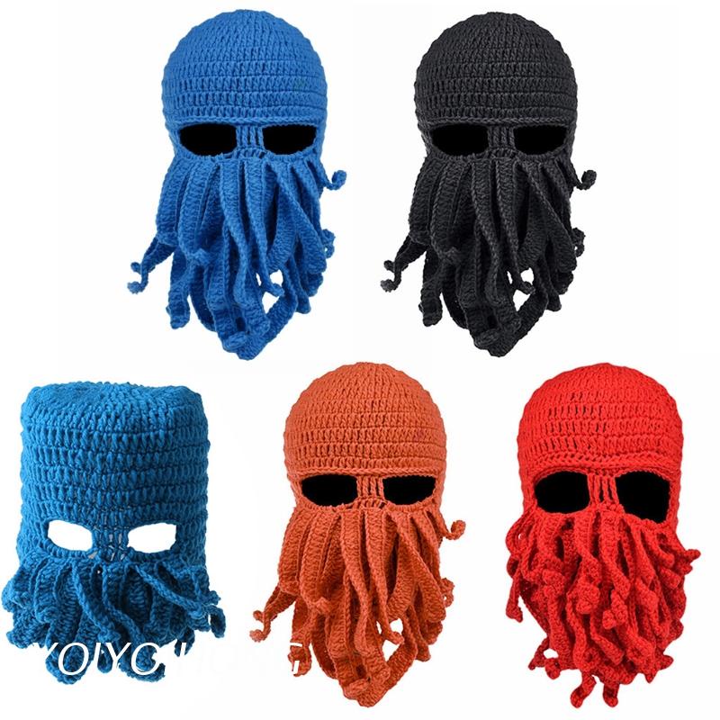 Mũ beanie kèm râu dài độc đáo vui nhộn hóa trang bạch tuộc halloween cho nam và nữ