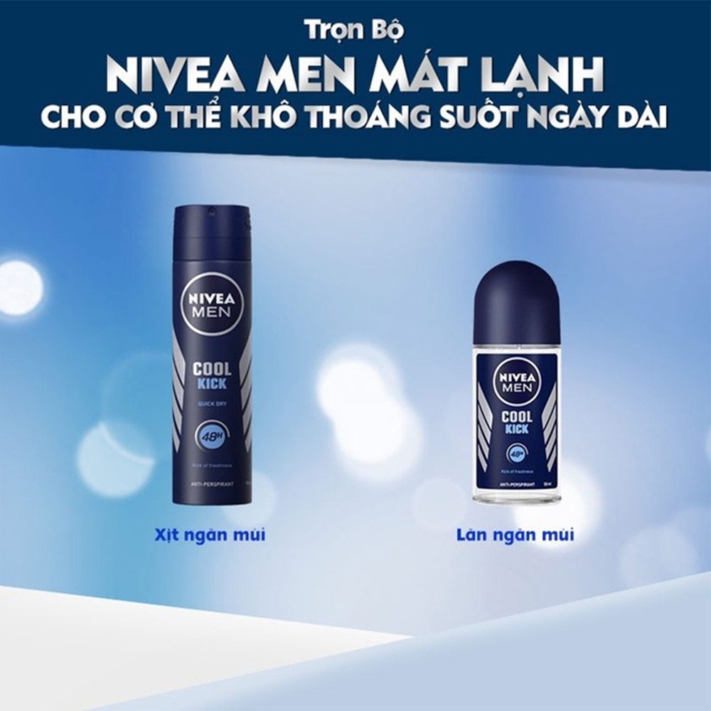Xịt Khử Mùi Cho Nam Nivea Men Cool Kick Mát Lạnh 48H 150ml