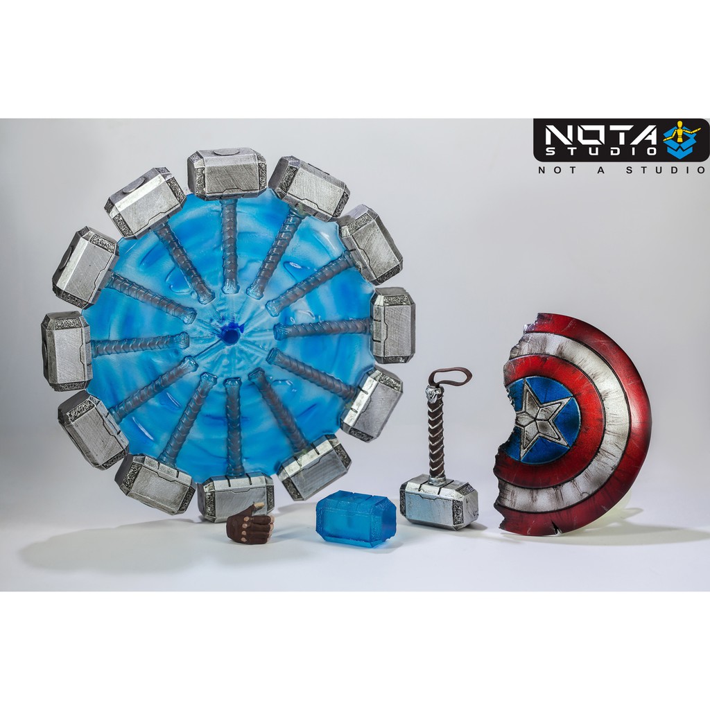 Mô Hình phụ kiện khiên vỡ và búa Thor dành cho Captain American  END GAME - Mavel Legent và SHF của - NOTA Studio -