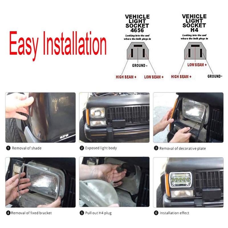 Đèn Pha LED 5X7Inch 7X6Inch Chất Lượng Cao Cho Jeep Cherokee XJ Wrangler YJ