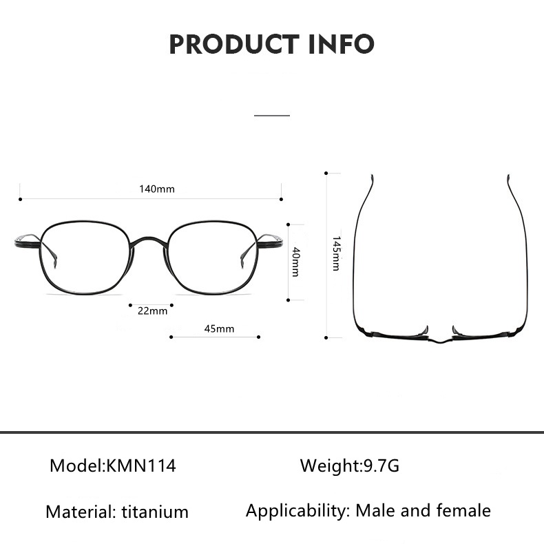 Mắt Kính Gọng Titan 9g Siêu Nhẹ Phong Cách Retro Nhật Bản kmn114