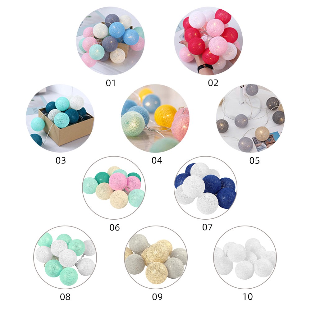 Dây đèn LED 10 bóng cotton dùng trang trí không gian tiệc dài 2m Cho Giáng Sinh