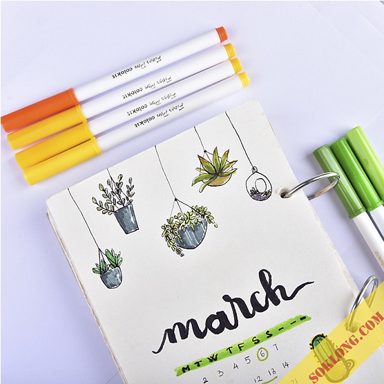 Bút Fiber Pen Thiên Long Colokit 36 màu Swm C006  bút viết Calligraphy, Hán Tự, brush lettering, tô màu đẹp