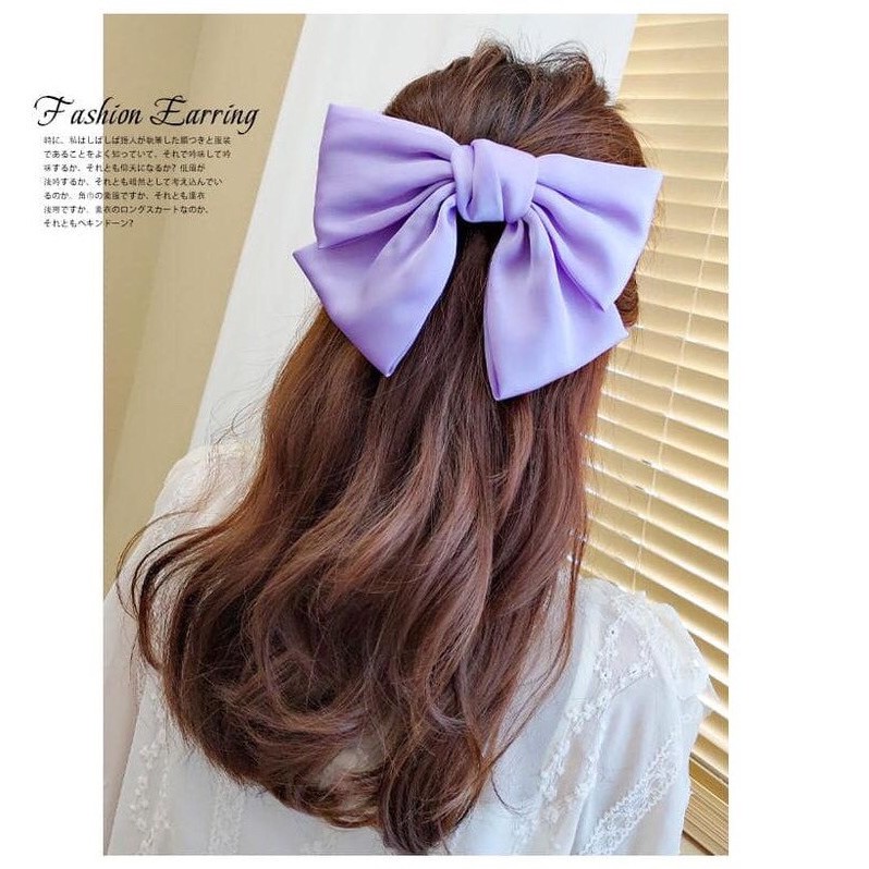 [Sẵn Hàng] Kẹp Tóc Nơ Hàn Quốc Bản To Vải Satin Lụa Phong Cách Tiểu Thư Mainia Shop
