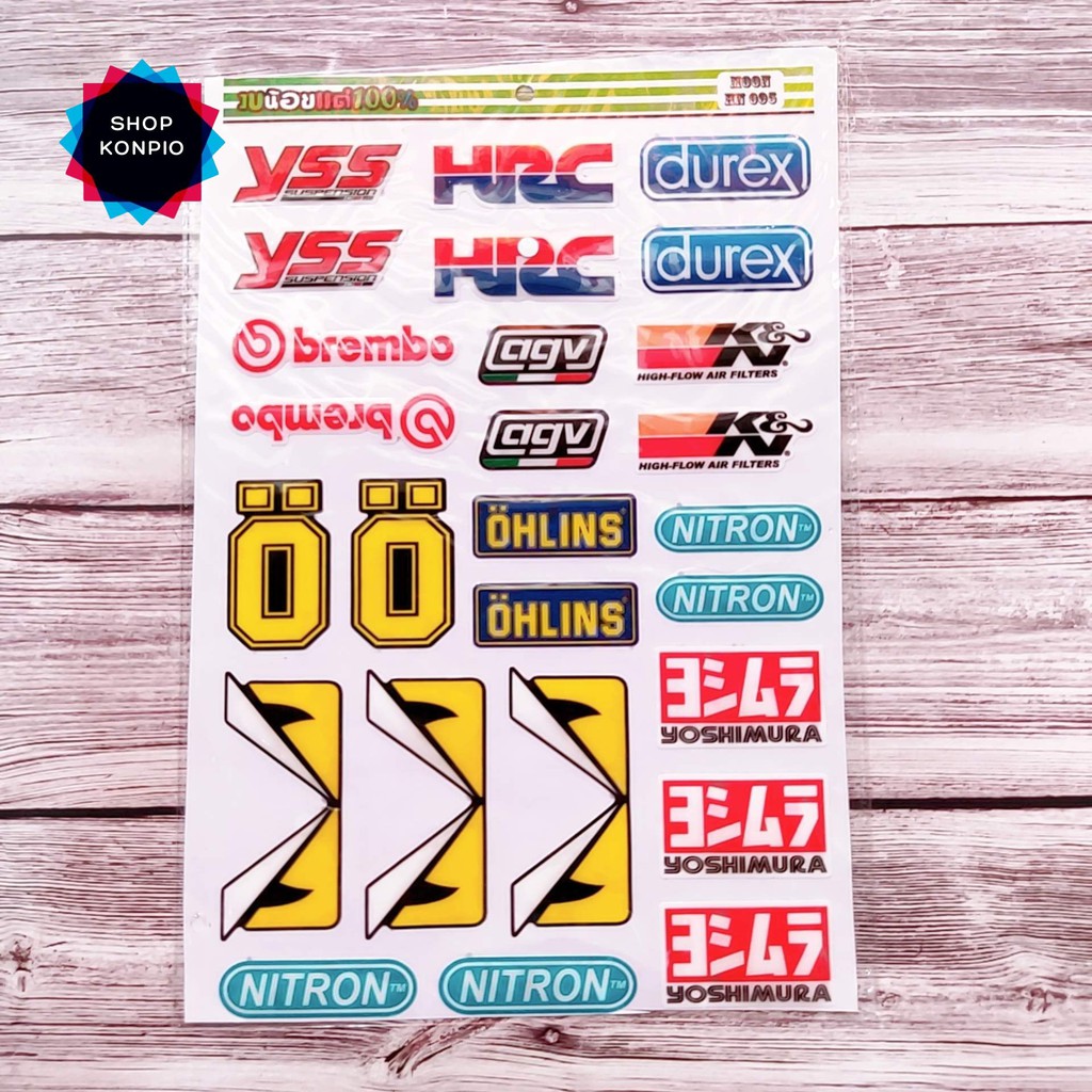 Bộ Tem Sticker YSS HRC Dập Nổi Cao Cấp Dán Xe Máy, Ô Tô, Mũ Bảo Hiểm, Chống Thấm Nước, Chống Bay Màu