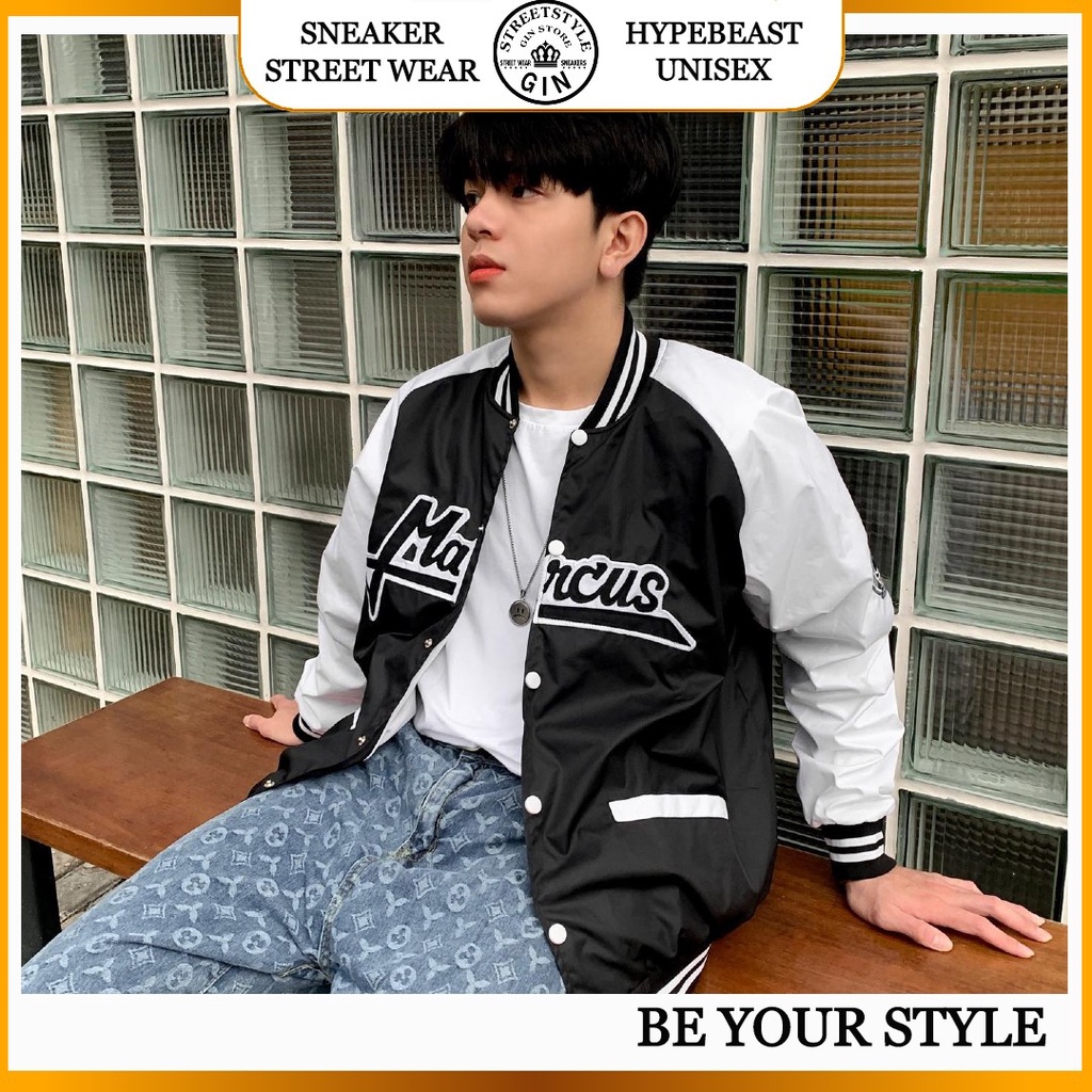 Áo khoác Bomber MARCUS dù nam nữ form rộng Nhiều Mẫu Áo Bomber Bóng Chày dù 2 lớp Chống Nắng ulzzang Unisex - Gin Store