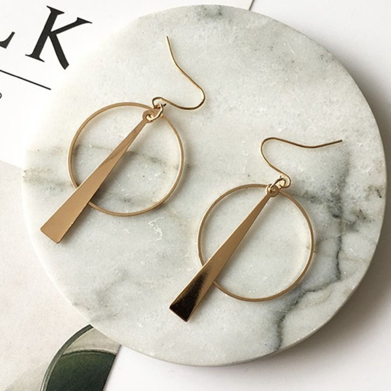 Khuyên Tai Nữ Hình Tròn Phong Cách Thời Trang Sang Trọng Đơn Giản