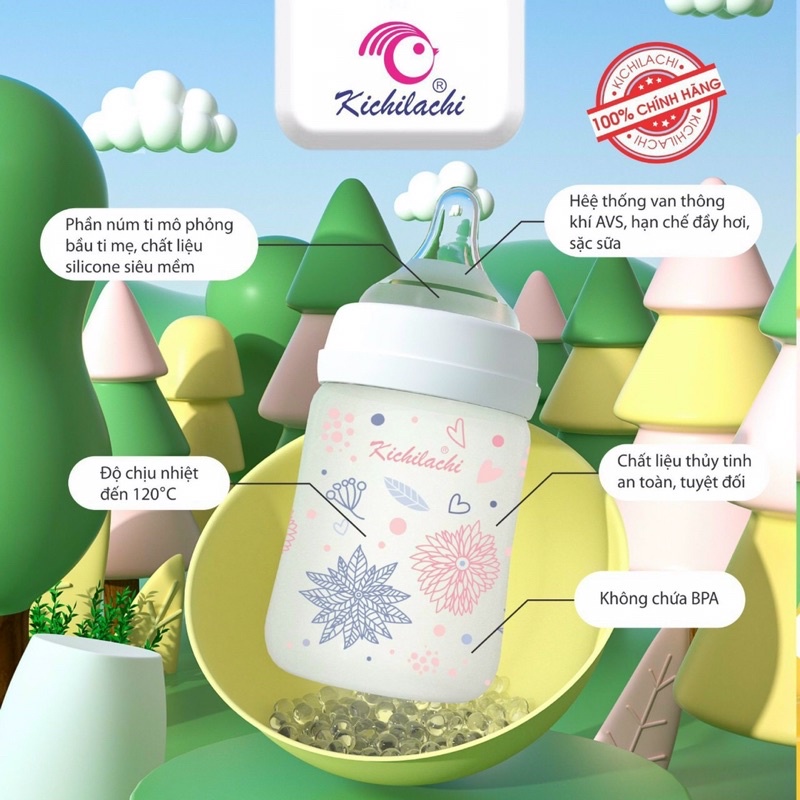 Bình sữa thuỷ tinh tráng silicon
