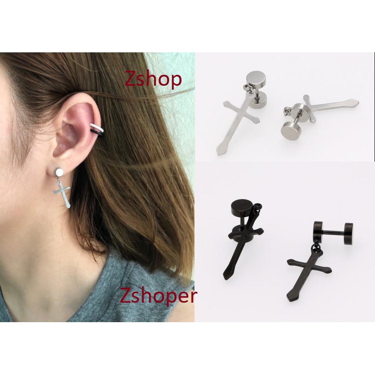 Khuyên titan Thánh giá Loại xỏ xinh thép y tế không dị ứng