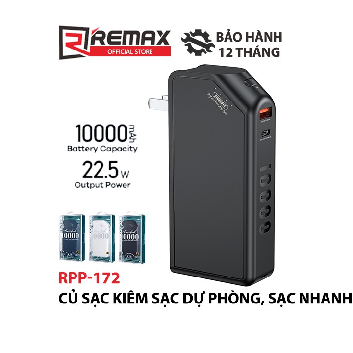 Cốc sạc đa năng tích hợp Pin Dự Phòng sạc nhanh Remax RPP-172 10000mAh Jany Series QC3.0 và PD max 22.5w