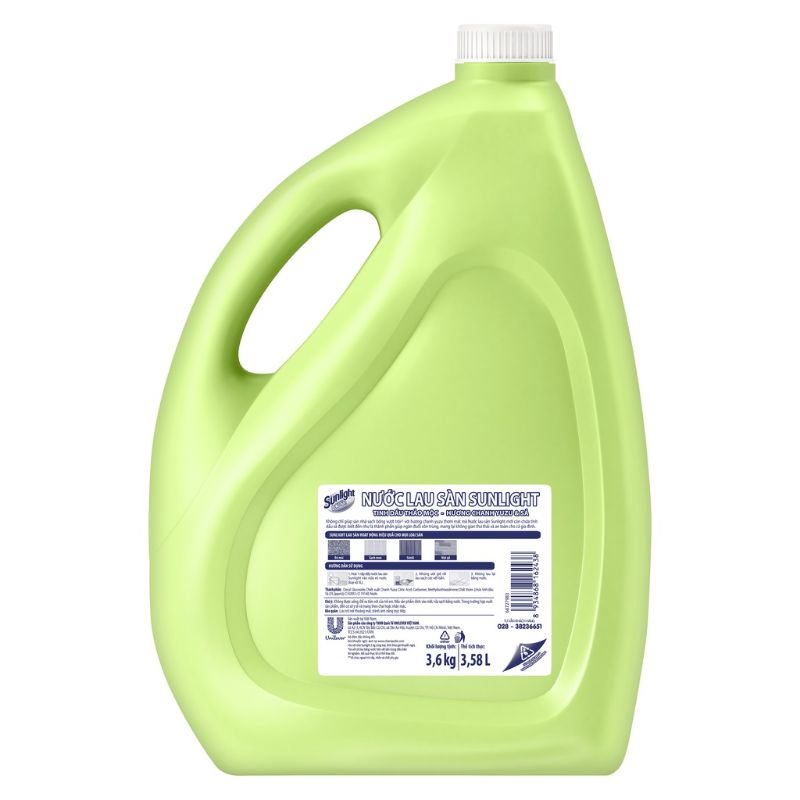 Nước Lau Sàn Sunlight Tinh Dầu Thảo Mộc Hương Chanh & Sả Can 3.6kg.