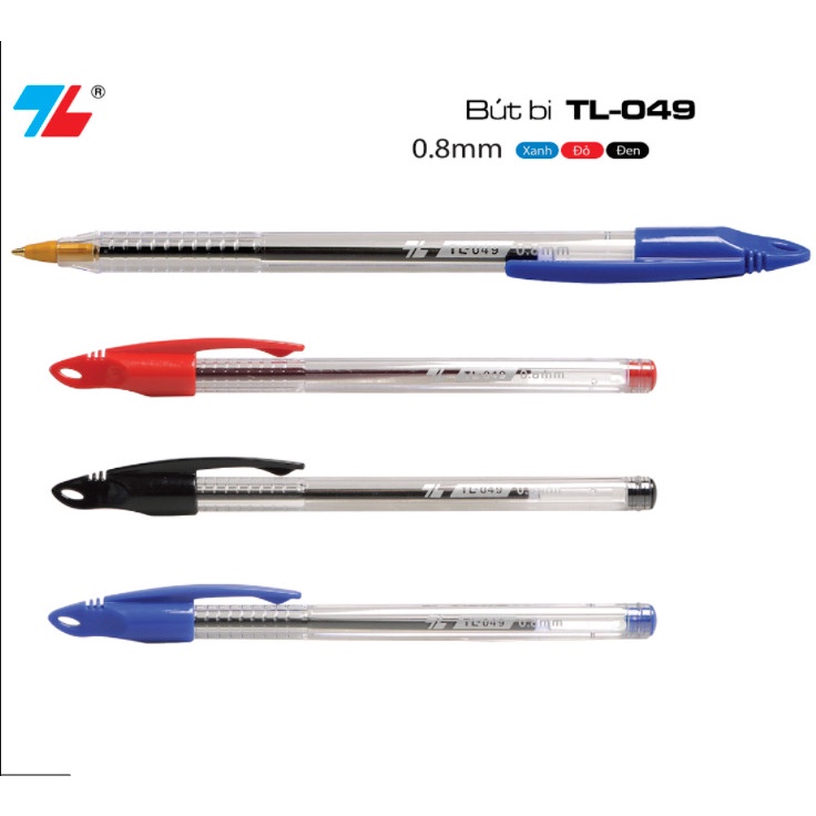Bút Bi Thiên Long TL-049, Nét 0.8mm  Bút bi có nắp, bút bi ngòi to, bút bi nét to viết trơn