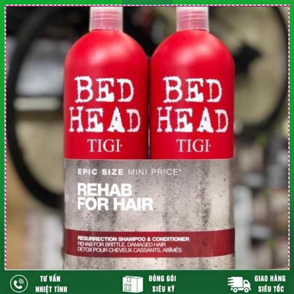 [SIÊU HOT] TIGI BED HEAD ĐỎ - CẶP DẦU GỘI + XẢ PHỤC HỒI HƯ TỔN - 2 CHAI 750ML Chuẩn chính hãng USA