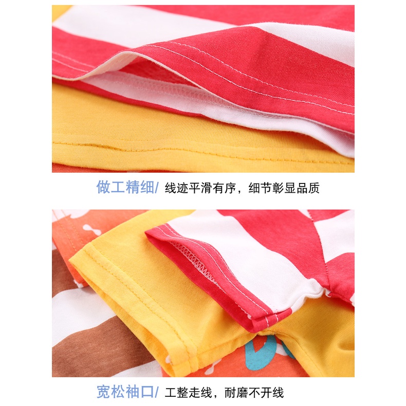 Bộ Quần Áo Cotton Ngắn Tay Thoải Mái In Họa Tiết Hoạt Hình Phong Cách Hàn Quốc Cho Bé 70-130cm