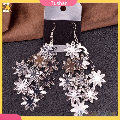 Bông Tai Hợp Kim Hình Hoa Tuyết Nhiều Lớp Phong Cách Cổ Điển