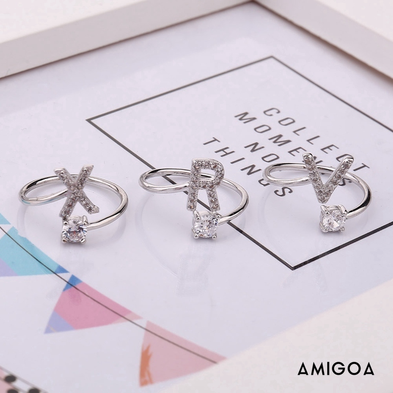 Nhẫn chữ cái hở tùy chỉnh cho nữ