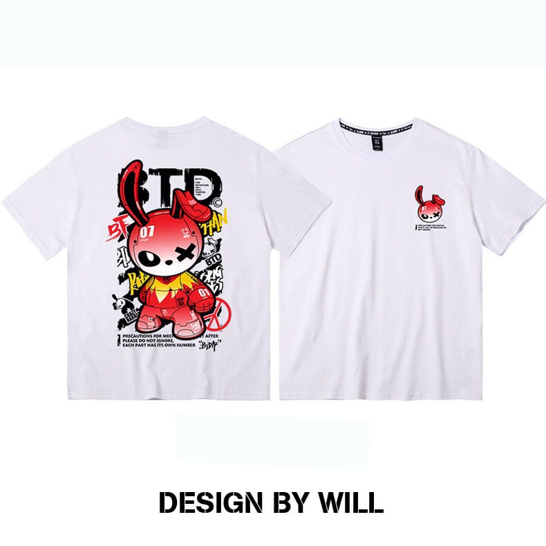 ÁO THUN THỎ BAD RABBIT ĐỎ SIÊU NGẦU  CHÂT mền mịn Unisex cao cấp ẢNH THẬT
