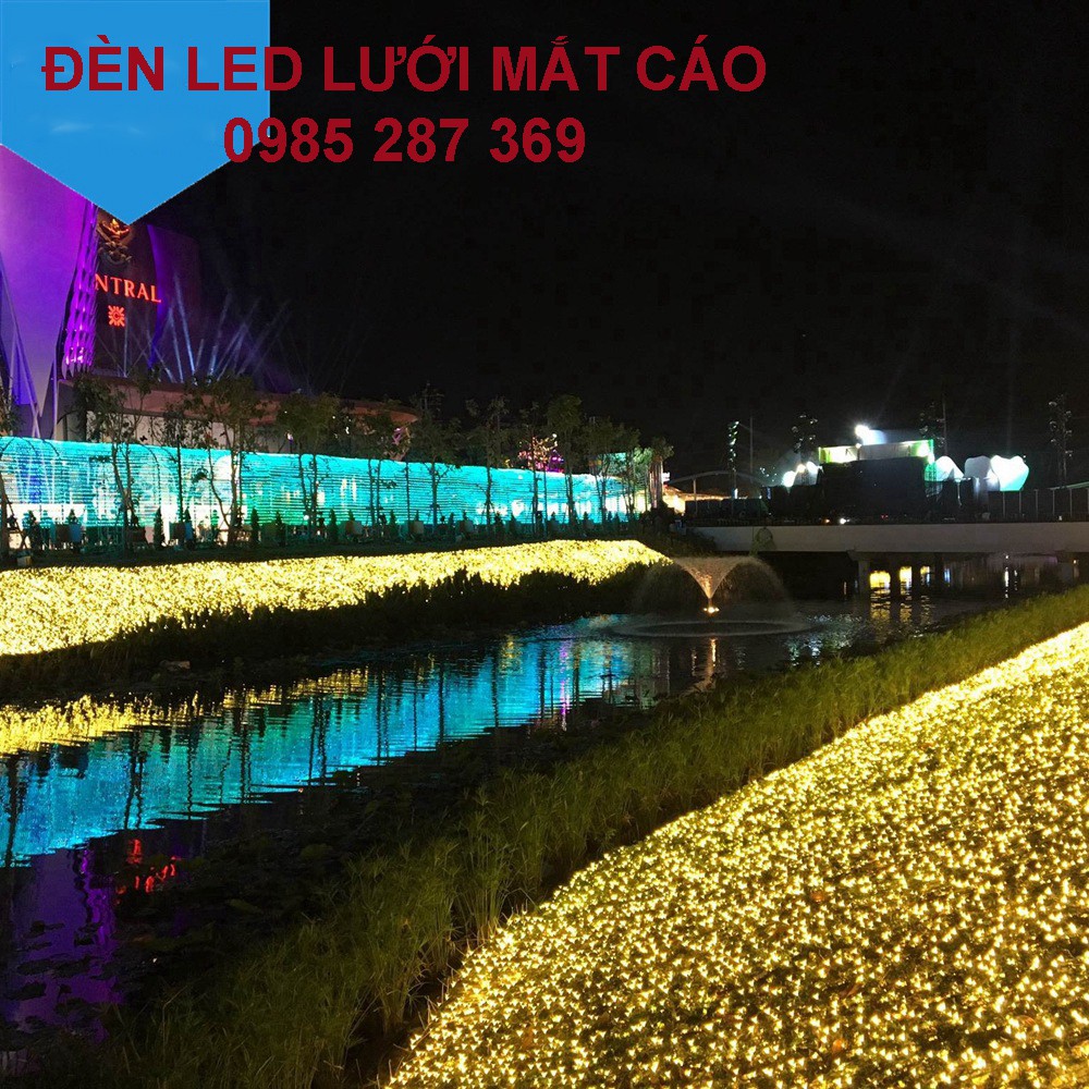 Đèn Rèm Lưới Mắt Cáo, Đèn LED Hình Lưới Đèn LED Trang Trí Giánh Sinh, Tiệc, Lễ Tết - Nhiều Chế Độ Nháy 3x3m