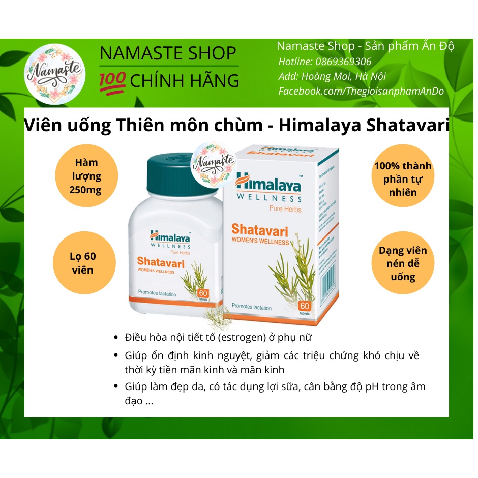 Himalaya Shatavari - Viên Uống Cân Bằng Nội Tiết Tố Nữ | Tablets 60 Viên