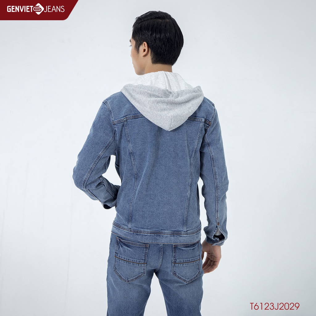 Áo Khoác Jeans Nam Genviet Có Mũ Nỉ T6123J2029