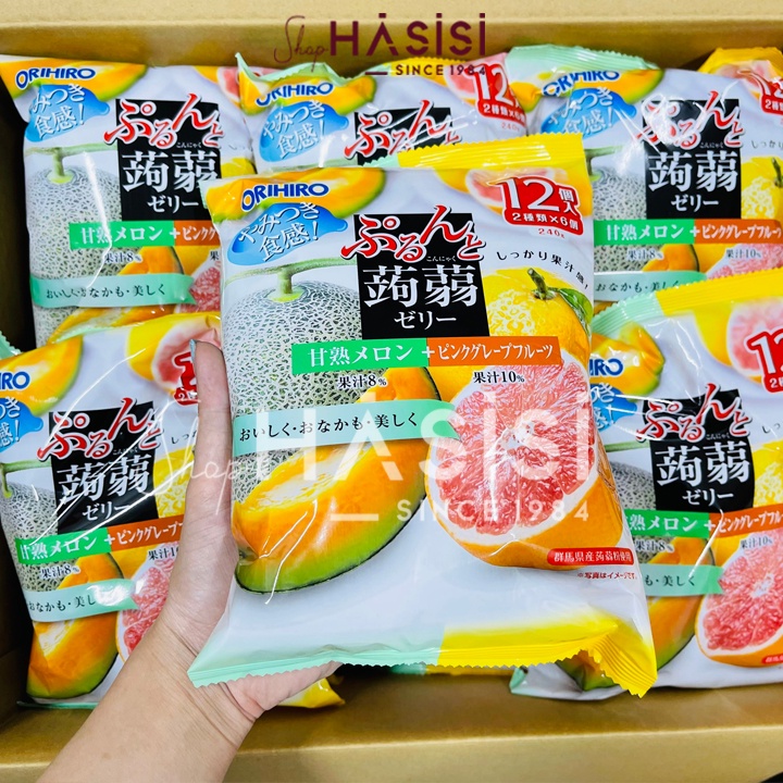 Thạch Rau Câu Trái Cây Nhật Mix Vị ORIHIRO 20g x 12Cái