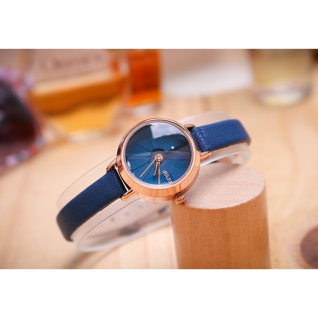 Đồng hồ nữ Julius Hàn Quốc JA-979D dây da cá tính màu xanh