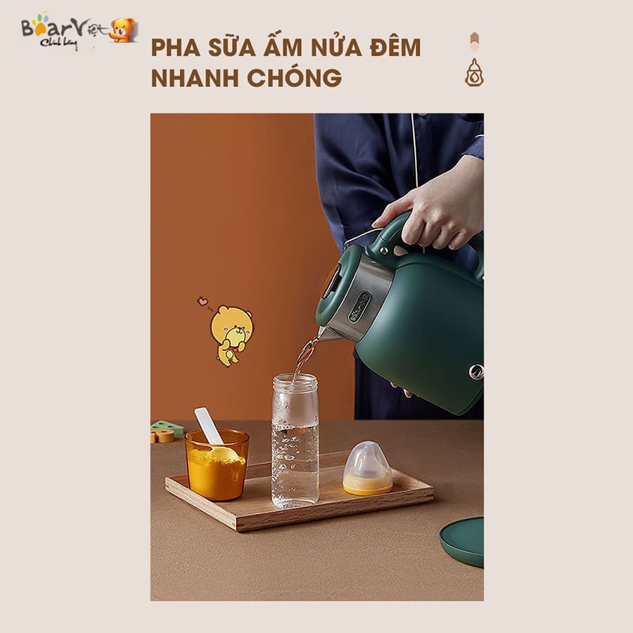 Ấm Siêu Tốc Bear 1,5 Lít - ZDH-C15C1, Công nghệ nhiệt Strix, Lõi ấm inox 304, Công suất 1500W - Bảo hành 12 tháng
