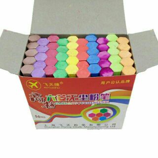 Hộp 50 viên phấn màu lục giác dùng luyện chữ hoặc trang trí bảng