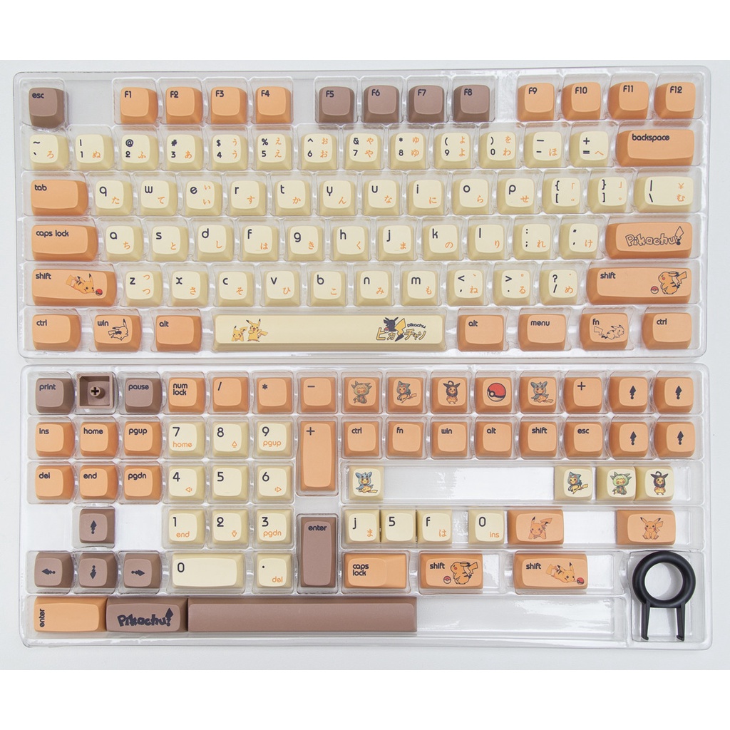 136 Phím Pikachu Keycaps XDA Profile Pokémon Anime PBT DYE-SUB Bàn phím cơ học Keycap