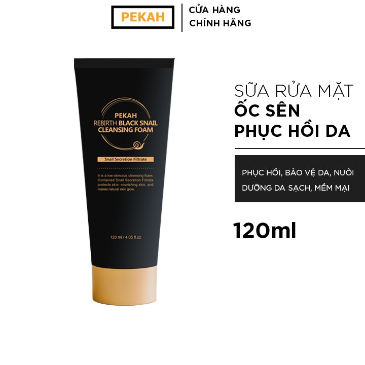 Sữa rửa mặt ốc sên sạch sâu chống lão hóa giảm nhăn PEKAH rebirth black snail cleansing foam 120ml