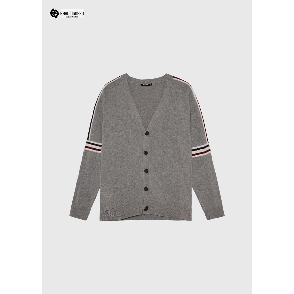 Áo Len Dài Tay Nam Cardigan PHAN NGUYỄN Dáng Suông Nhẹ Sợi Vải Cao Cấp Không Tích Điện Màu Ghi ALD.224