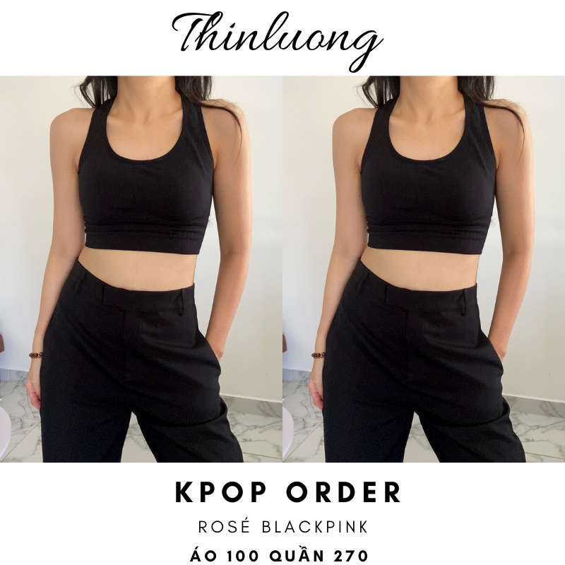 Quần đen suông 2 ly ống rộng Rose Blackpink