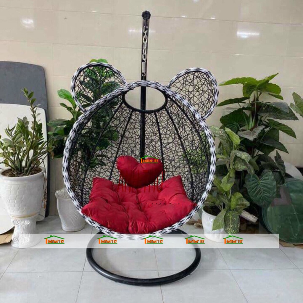 Xích Đu Tai Gấu, Chịu Trọng Lượng 250Kg ,Nệm Nhiều Màu, Trang Trí Phòng Khách, Phòng Ngủ, Sân Vườn, Ngoài Trời