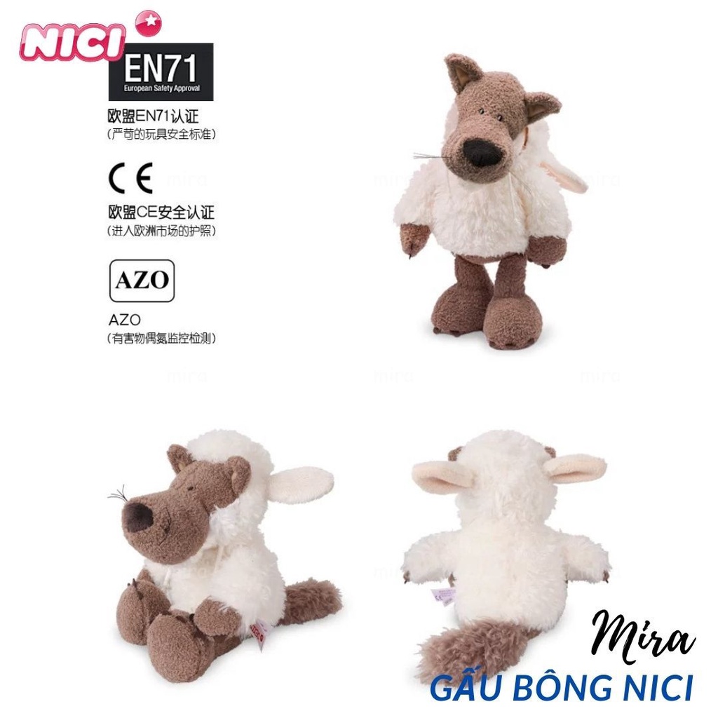 Sói Bông NICI, Gấu Bông Sói Woody Mặc Áo Cừu Ngụy Trang Búp Bê Thú Nhồi Bông Thương Hiệu NICI MIRA-GB28013