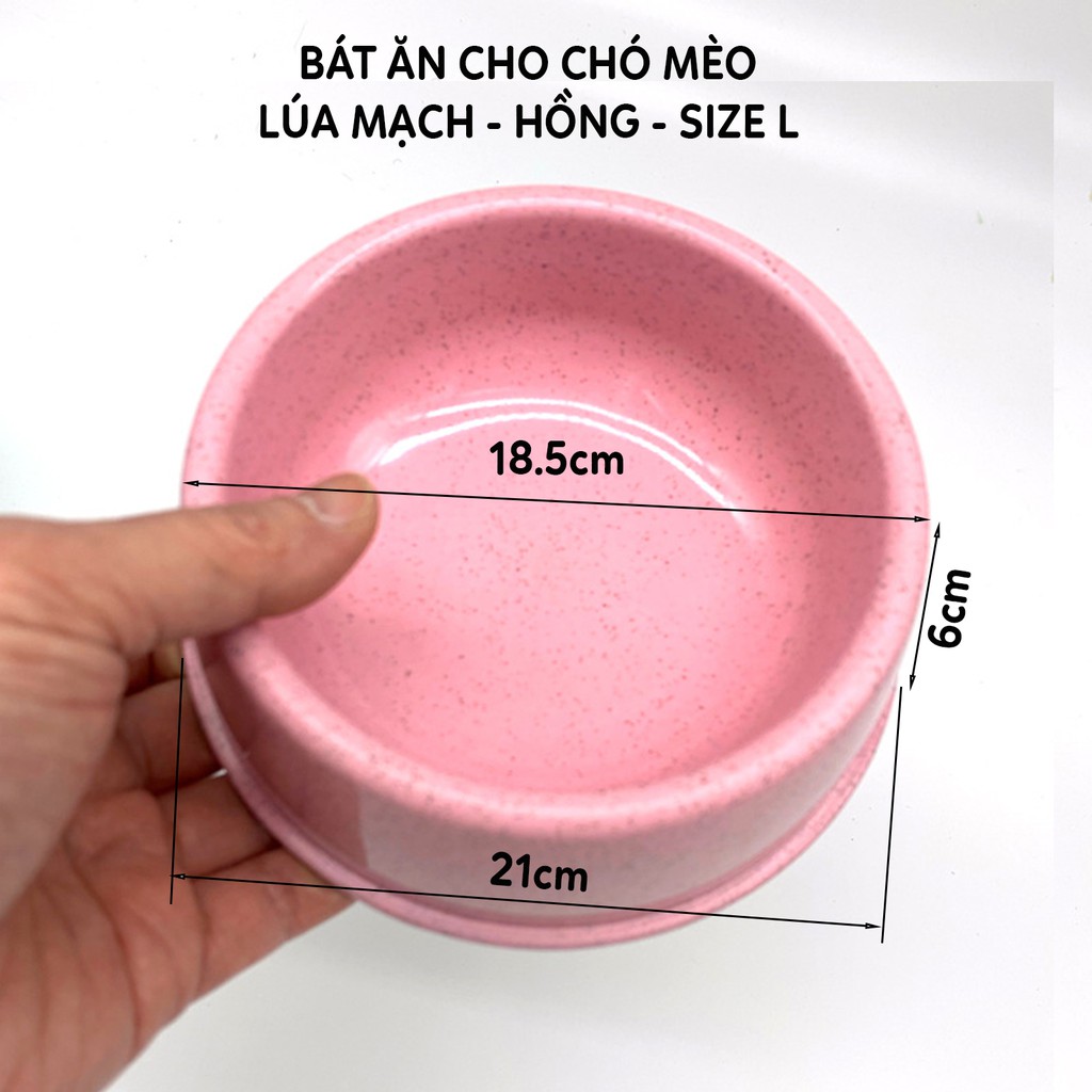 Bát Ăn Cho Chó Mèo bằng nhựa dày họa tiết lúa mạch, màu Hồng Xanh Dương, Xanh Lá, cỡ nhỏ size S cỡ to Size L