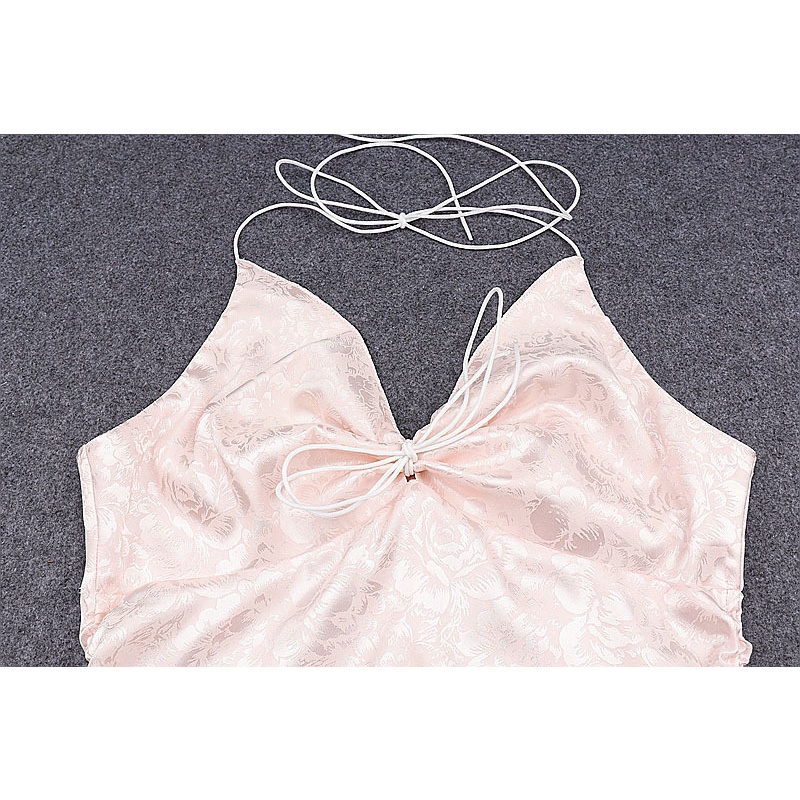 DUNEA DUNEAVI Đầm Mini Xếp Ly Dây Rút Họa Tiết Hoa Màu Hồng Gợi Cảm Cho Nữ