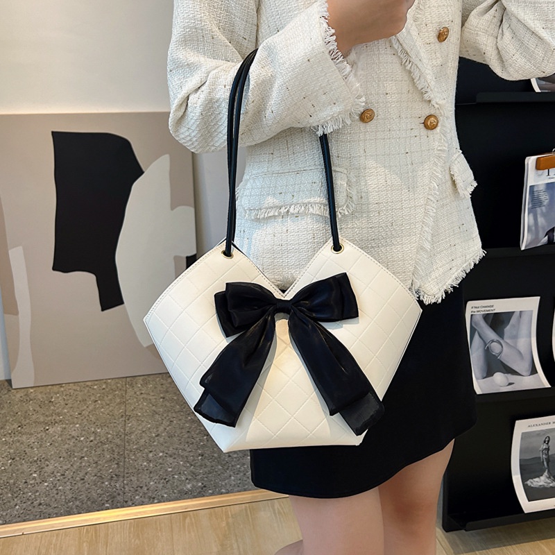 Túi tote Cầm Tay Đính Nơ Họa Tiết Kẻ Sọc Kim Cương Sức Chứa Lớn Mẫu 2022 Thời Trang Mùa Thu Mới Gylb1892