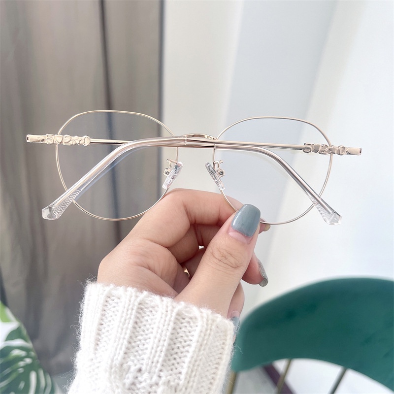 Mắt kính gọng tròn kim loại phong cách retro thời trang Hàn Quốc