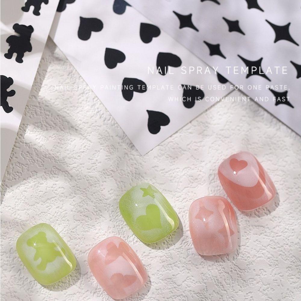 Miếng Dán Trang Trí Móng Tay Hình Trái Tim Gấu Cho Salon