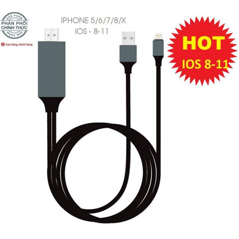 Cáp HDMI cho Iphone 5/6/7/8/X và Ipad dài 2M IOS 8-13 mới nhất 2021 - CẮM LÀ CHẠY