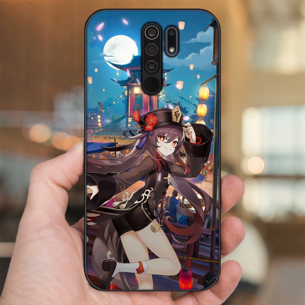 Ốp lưng Xiaomi Redmi 9 viền đen in hình Hutao Genshin Impact