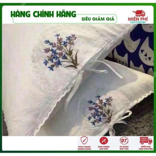 Gối Thơm Lavender Lông Vũ Ruột Gối Thơm Hương Hoa Ép Hơi (2 chiếc)