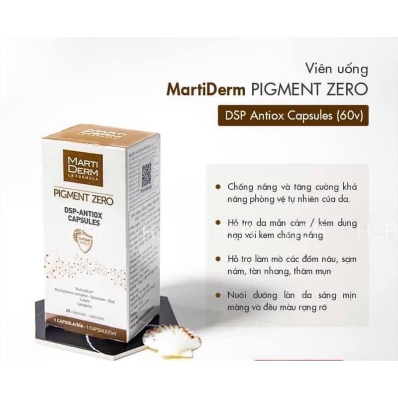 MartiDerm Pigment Zero DSP Antiox Capsules_viên Chống nắng toàn diện cho da