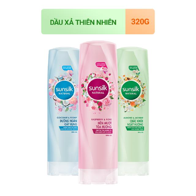 Dầu xả Sunsilk Thiên Nhiên 320gr dành cho tóc khô xơ với dưỡng chất thiên nhiên truyền thống