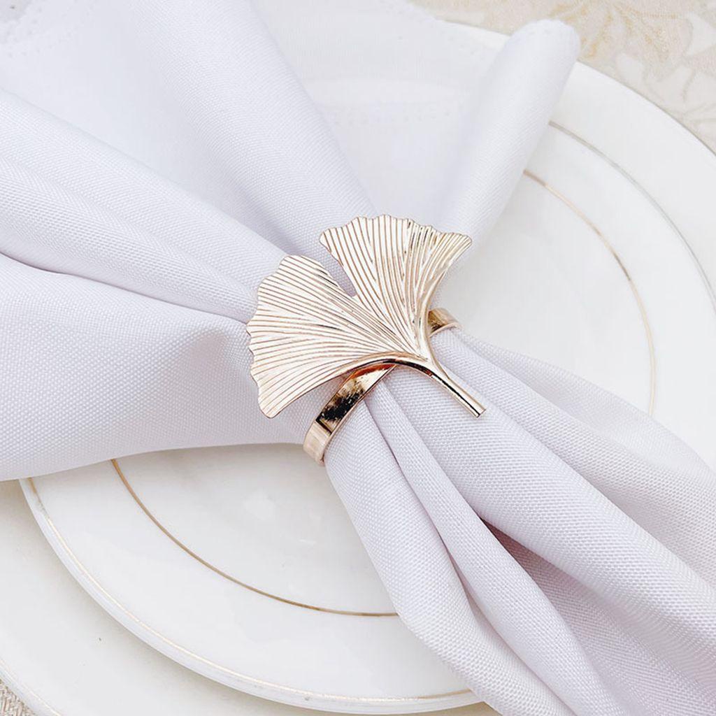Kẹp Giữ Khăn Ăn Hình Lá Ginkgo Bằng Hợp Kim Có Thể Tái Sử Dụng Giá Đỡ