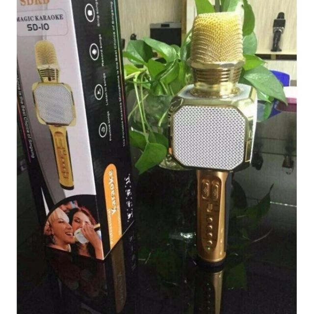 Micro kèm loa Bluetooth Karaoke SD-10 (Màu Vàng)