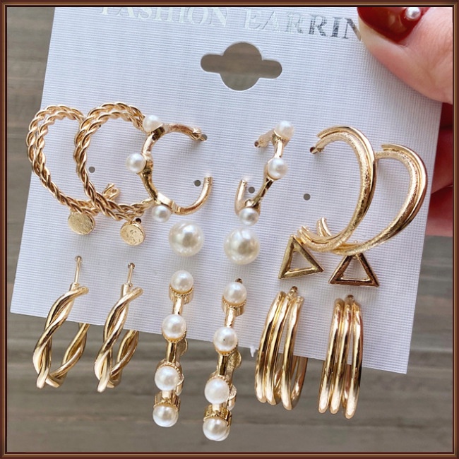 6 Đôi Bông Tai Dáng Dài Hình Bướm Đính Ngọc Trai Thời Trang Cho Nữ