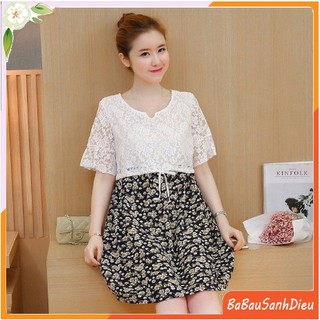 Váy Bầu Công Sở " Hương Mùa Hè" Voan Phối Ren Cao Cấp DR2597